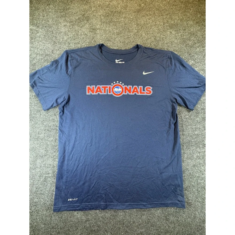 Nike Mens Washington Nationals Dri-FIT T-Shirt Navy Blue MLB Athletic Cut Large